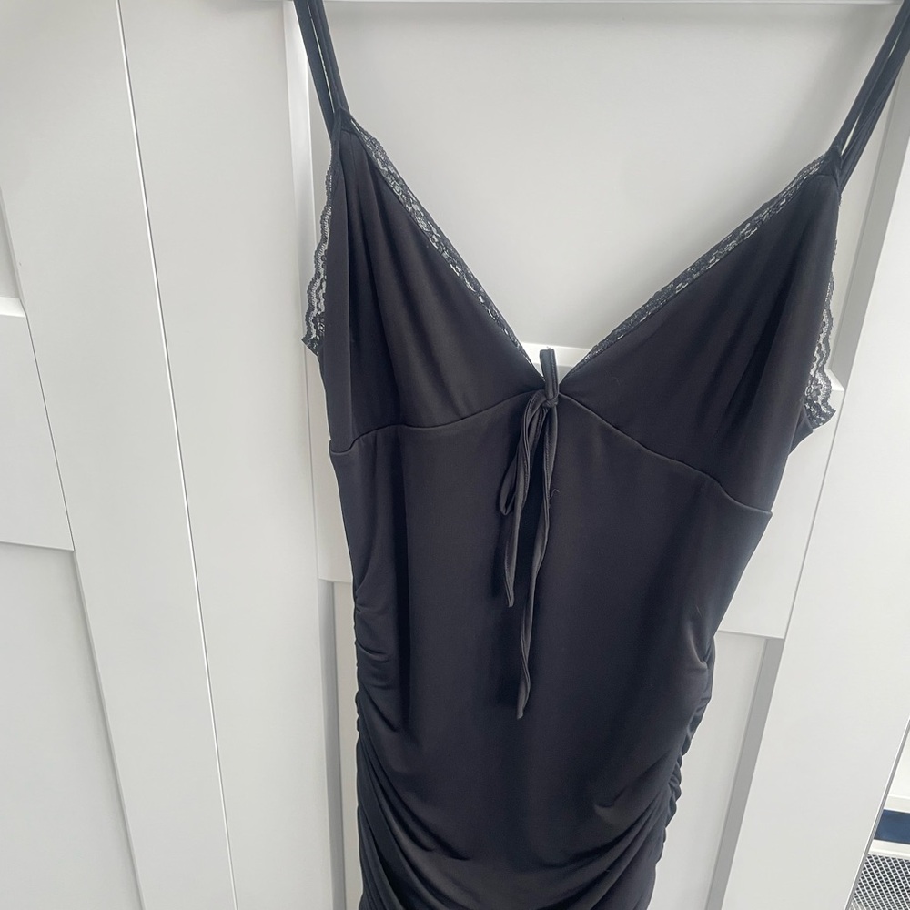 Tiger Mist Black Lace-Trim Slip Dress
